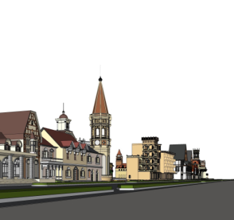 欧式沿街商业建筑su模型