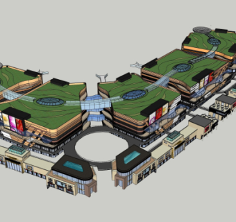 现代商业街su模型