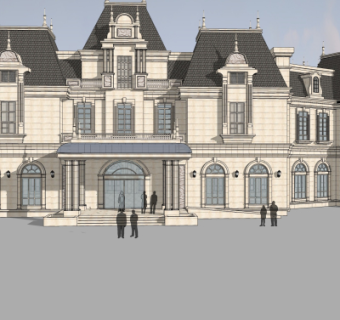 欧式会所外观su模型