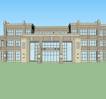 欧式会所外观su模型