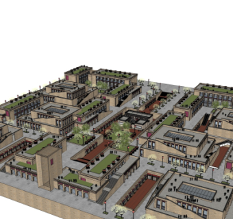 现代商业街规划su模型