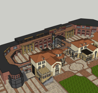 欧式商业街su模型