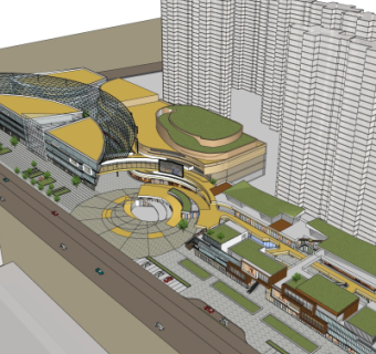 现代商业街su模型