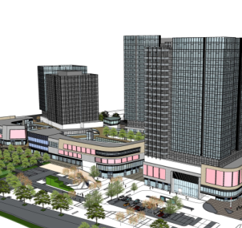 现代商业街su模型