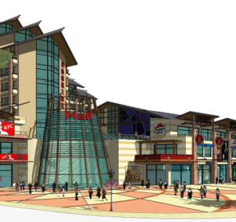 现代商业广场su模型