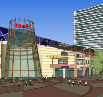 现代商业广场su模型