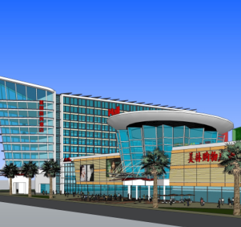 现代商业广场su模型