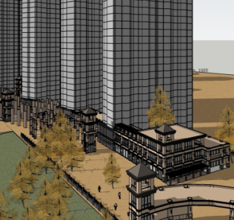 欧式商业街su模型