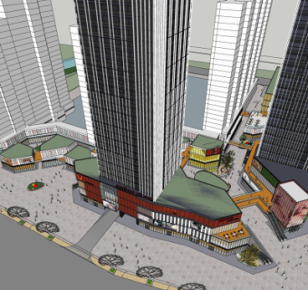 现代商业街su模型