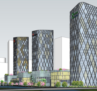 现代办公楼su模型