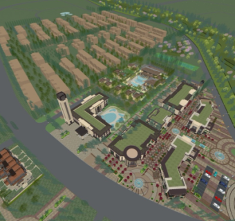 现代商业街鸟瞰规划su模型