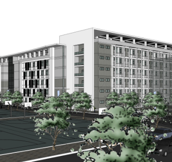 现代学校教学楼su模型