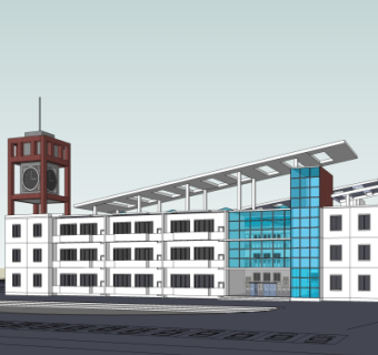 现代学校教学楼su模型