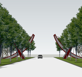 现代小区门头su模型