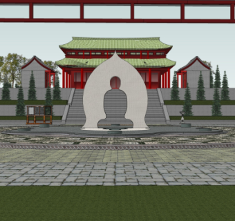 中式寺庙su模型