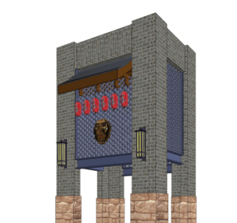 新中式茶馆门头su模型