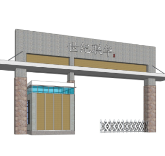 现代小区门头su模型