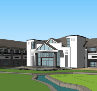 新中式商业会所su模型