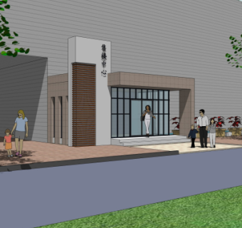 现代售楼中心门头su模型