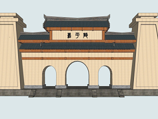 中式古建城门su模型