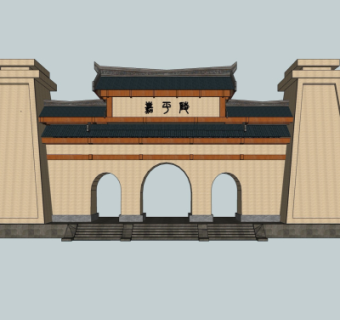 中式古建城门su模型