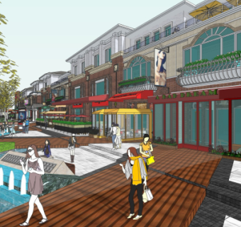 现代商业街su模型