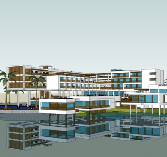 现代度假酒店su模型