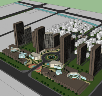 现代商业街su模型