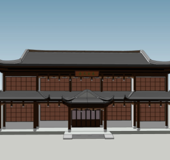 中式楼阁su模型