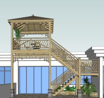 中式凉亭su模型