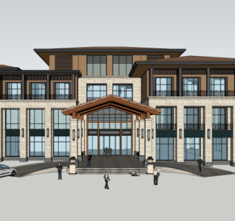 新中式酒店su模型