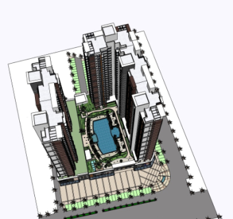 现代高层住宅鸟瞰规划su模型