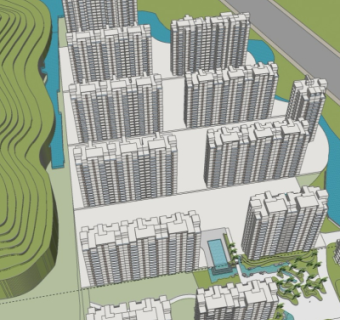现代高层住宅鸟瞰规划su模型