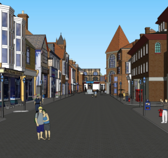 欧式商业街su模型