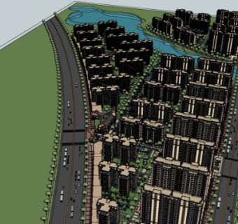 现代高层住宅鸟瞰规划su模型