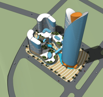 现代商业街su模型