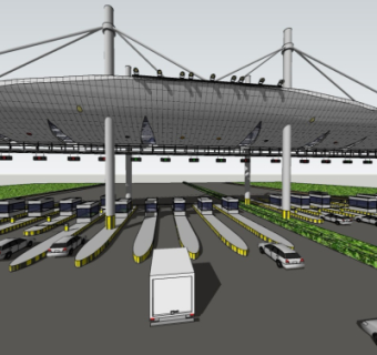 现代高速路收费站免费su模型