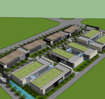 现代工业区规划su模型