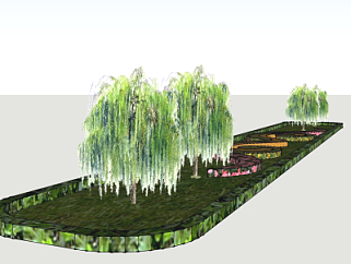 现代花坛景观su模型