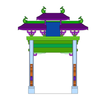 中式牌坊大门免费su模型