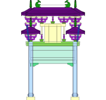 中式牌坊大门免费su模型