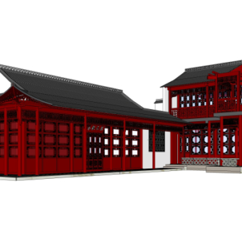 中式古建殿宇su模型