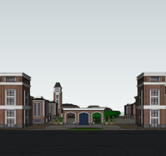 欧式商业街su模型