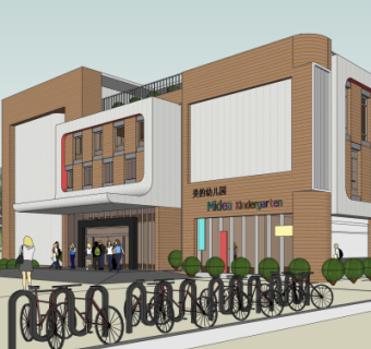 现代幼儿园外观su模型