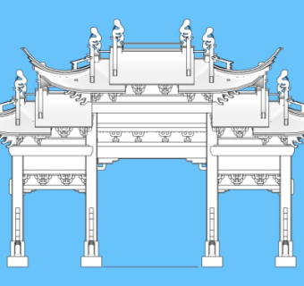 中式牌坊大门免费su模型