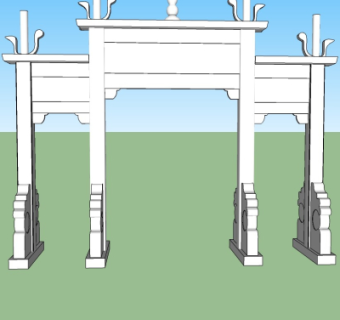 中式牌坊大门免费su模型