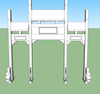 中式牌坊大门免费su模型