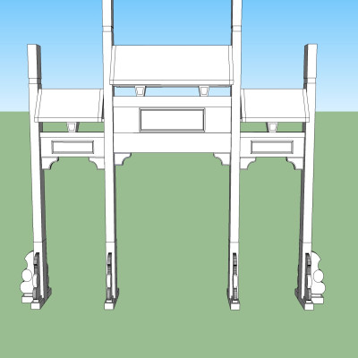 中式牌坊大门su模型