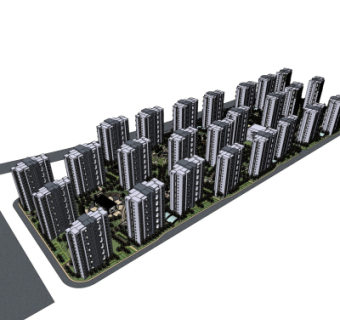 现代小区规划su模型