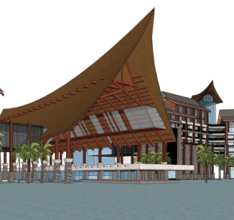 东南亚度假酒店su模型